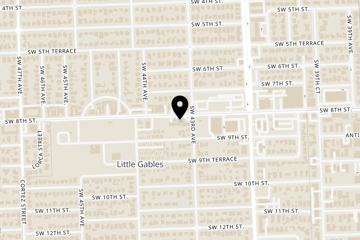 Map showing the location of La Dicha on 4320 SW 8th St in Miami